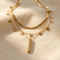 Vintage Gold Layered Round Disc Necklace