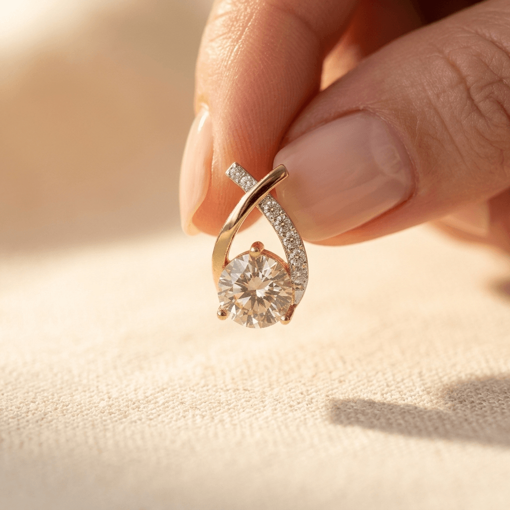 Gold Teardrop Champagne Cubic Zirconia Stud Earrings