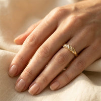 Vintage Gold Baguette Cubic Zirconia Ring
