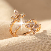 Pavé Gold Double Butterfly Band Ring