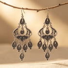Vintage Silver Mandala Teardrop Earrings