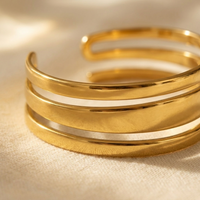 Gold Multi Layer Cuff Opening Bracelet