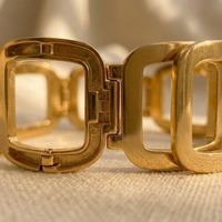 Gold Geometric Hollow Open Rectangle Bracelet