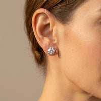 Classic Silver Round Moissanite Stud Earrings