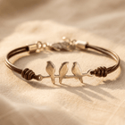 Vintage Three Birds Bronze Leather Bracelet