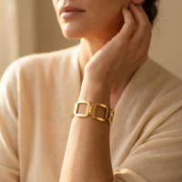 Gold Geometric Hollow Open Rectangle Bracelet