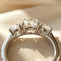 Silver Round Cubic Zirconia Three Stone Ring