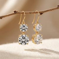 Gold Round Cubic Zirconia Drop Earrings