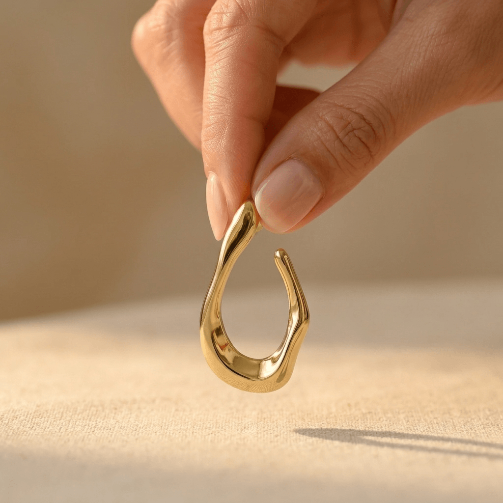 Gold Chunky C Shaped Drop Earrings
