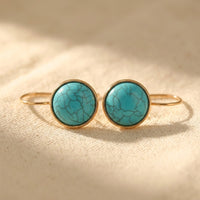 Gold Turquoise Crackle Round Earrings