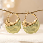 Retro Gold Hammered Pale Green Teardrop Earrings