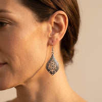 Antique Silver Dotted Openwork Teardrop Earrings