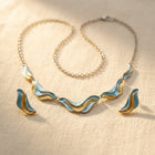 Vintage Gold Turquoise Wave Jewelry Set