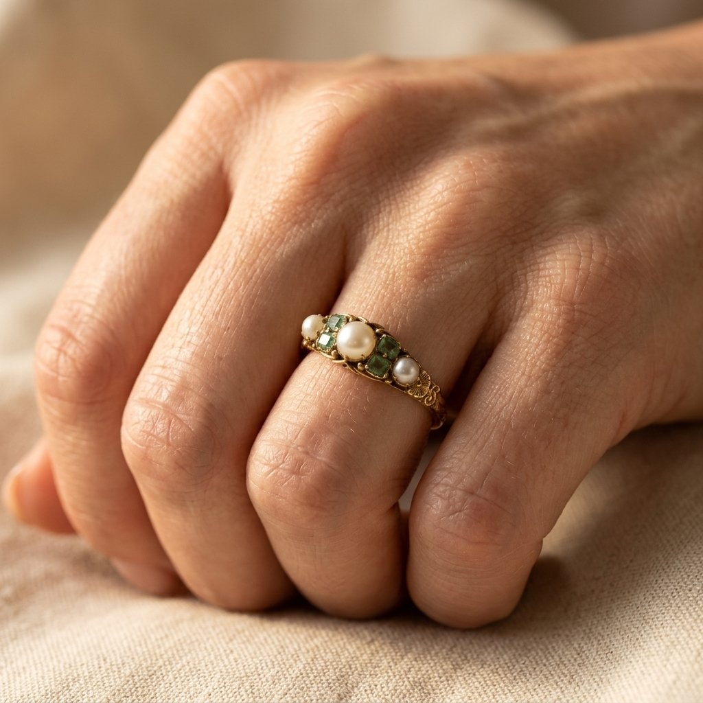 Vintage Gold Green Cubic Zirconia Ring