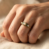 Vintage Gold Green Cubic Zirconia Ring