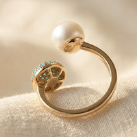 Gold Turquoise Round Filigree Ring