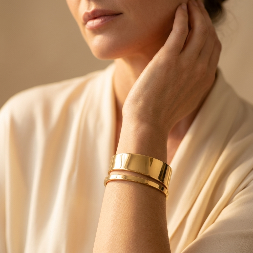 Gold Brushed Cuff Open Bracelet