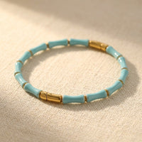 Gold Plated Turquoise Barrel Bead Bracelet