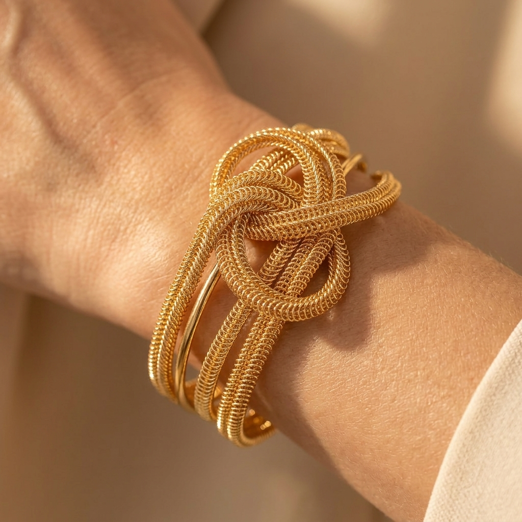 Gold Geometric Hollow Open Cuff Bracelet