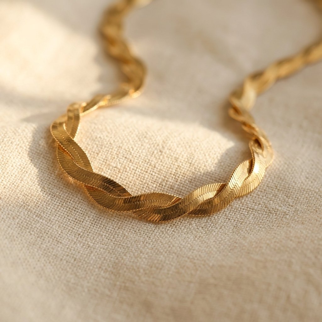 Gold Twisted Snake Chain Necklace