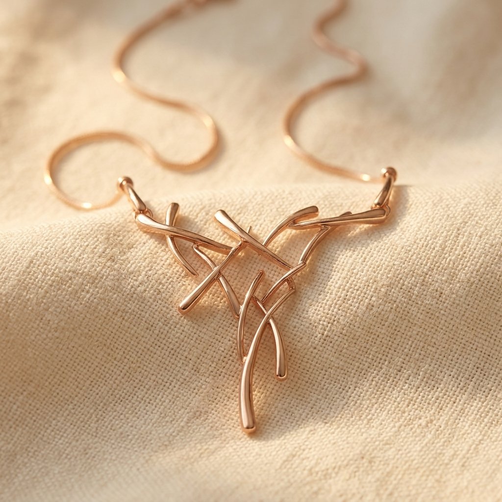 Boho Rose Gold Antler Branch Necklace