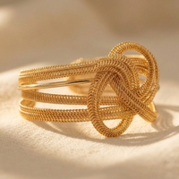 Gold Geometric Hollow Open Cuff Bracelet