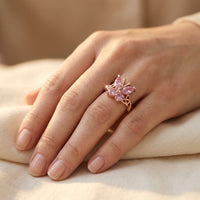Vintage Rose Gold Pink Butterfly Celtic Ring