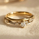 Two Tone Gold Round Diamond Accent Ring