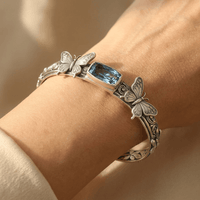 Vintage Silver Dragonfly Blue Stone Bracelet