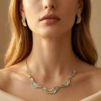 Vintage Gold Turquoise Wave Jewelry Set