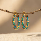 Boho Gold Synthetic Opal Inlay Earrings