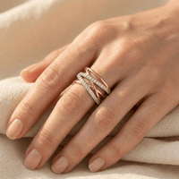 Silver Gold Crossover Cubic Zirconia Ring