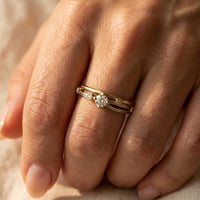 Two Tone Gold Round Diamond Accent Ring
