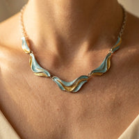 Vintage Gold Turquoise Wave Jewelry Set