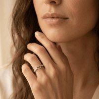 Silver Open Heart Diamond Accent Ring