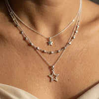 Celestial Silver Star Layered Necklace