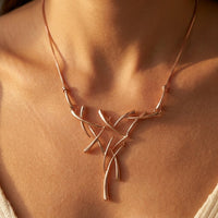 Boho Rose Gold Antler Branch Necklace