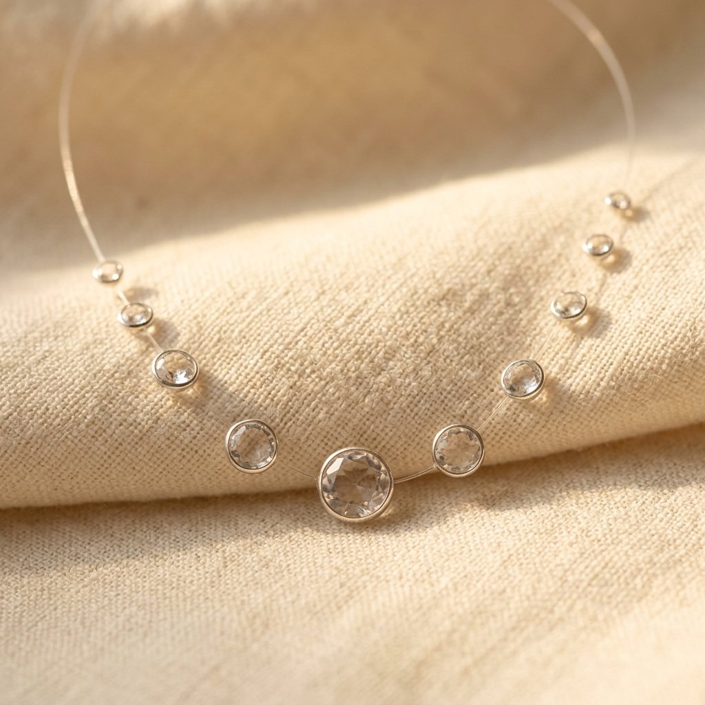 Minimalist Silver Crystal Graduated Bead Necklace