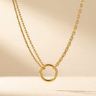 Gold Asymmetrical Chain Circle Necklace