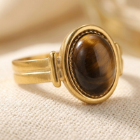 Vintage Gold Oval Tiger Eye Stone Ring