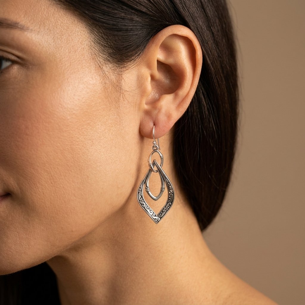 Vintage Silver Filigree Teardrop Earrings