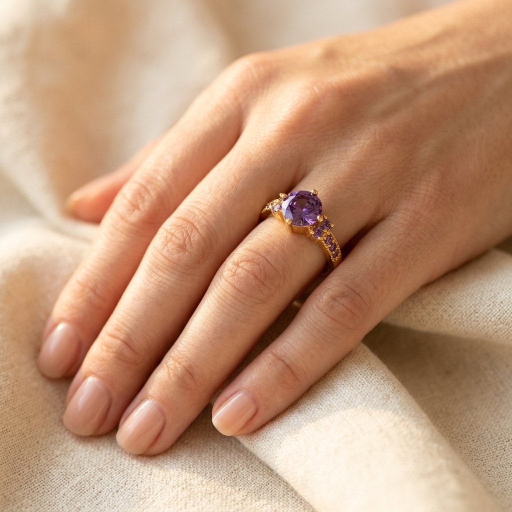 Vintage Gold Amethyst Cluster Cocktail Ring