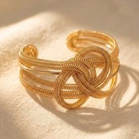 Gold Geometric Hollow Open Cuff Bracelet