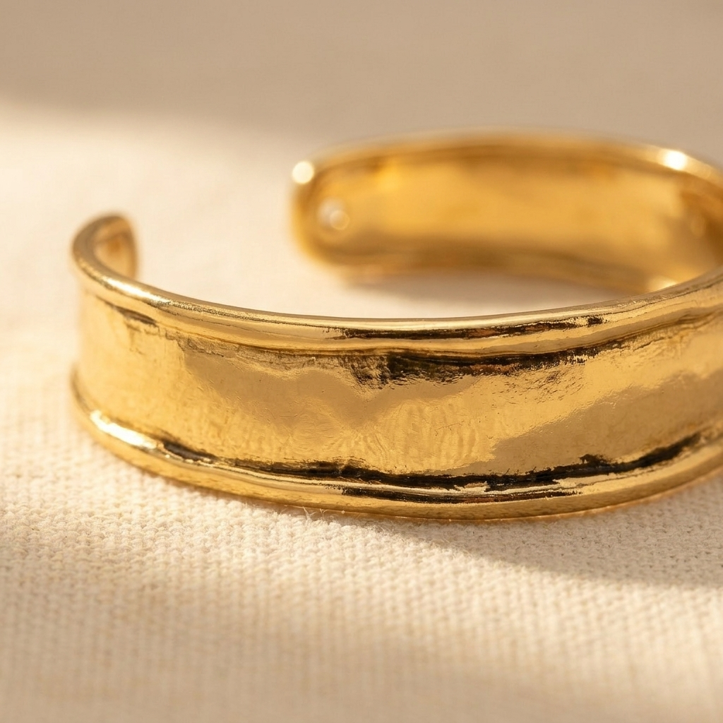 Gold Distressed Minimalist Open Cuff Bracelet