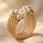 Gold Filigree Pearl Cluster Ring