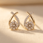 Gold Teardrop Champagne Cubic Zirconia Stud Earrings