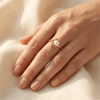 Gold Pearl Asymmetric Open Ring