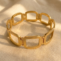 Gold Geometric Hollow Open Rectangle Bracelet