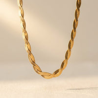 Gold Twisted Snake Chain Necklace