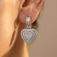 Silver Cubic Zirconia Double Heart Earrings